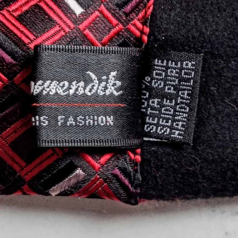 Italian Red Black White Print Silk Brocade Oblong Scarf
